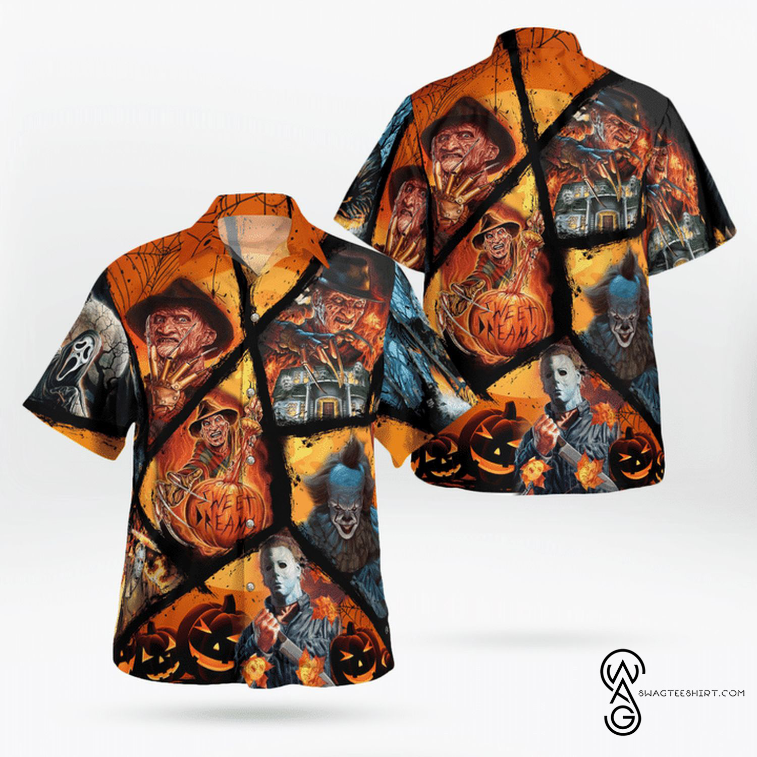 [Top Trending] Jason Voorhees VS Michael Myers Face Halloween Casual Beach Full Printing Hawaiian Shirt